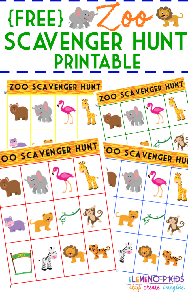 Zoo Scavenger Hunt Printable ELeMeNO P Kids